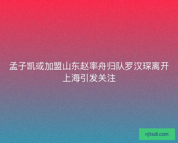 孟子凯或加盟山东赵率舟归队罗汉琛离开上海引发关注