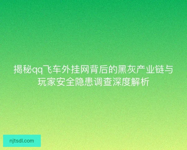 揭秘qq飞车外挂网背后的黑灰产业链与玩家安全隐患调查深度解析